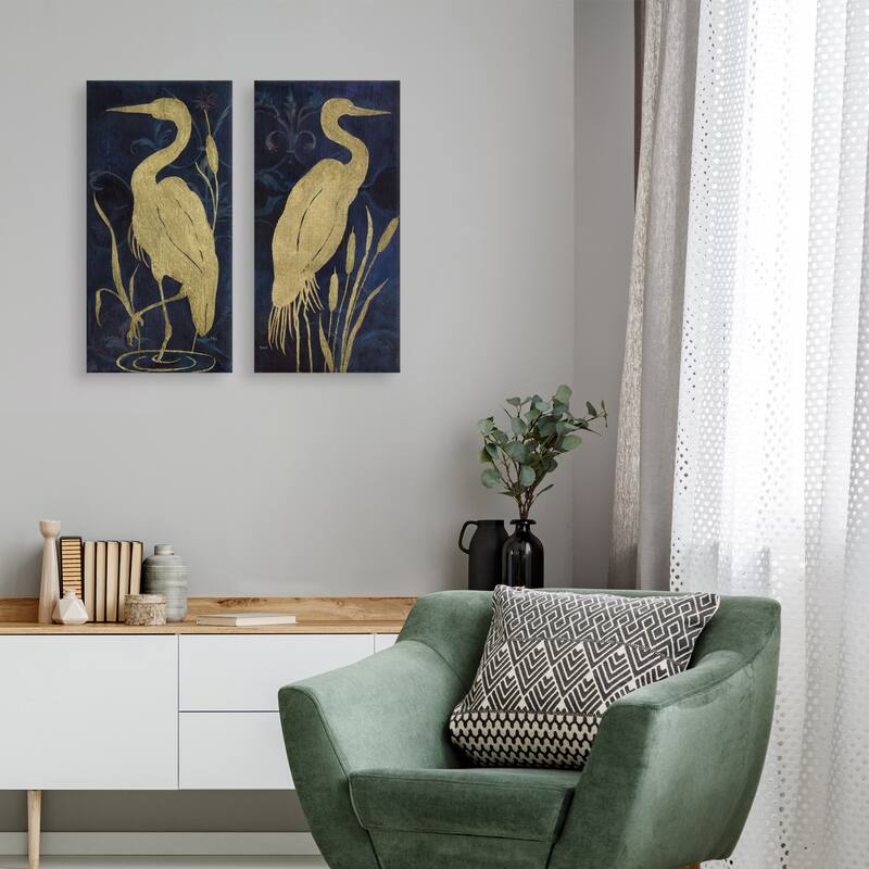 Egret on Indigo I & II by Janet Tava Canvas Art Prints