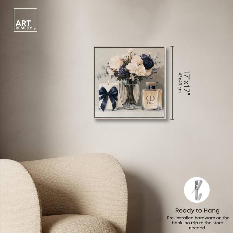Ivory Perfume Flowers in Vase Canvas by Art Remedy