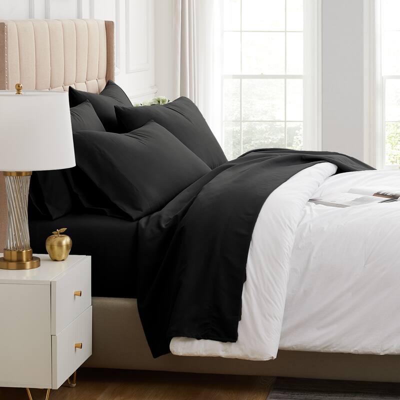 Vilano Comfort Deep Pocket Ultra-Soft 6-piece Bed Sheet Set - Black - Queen