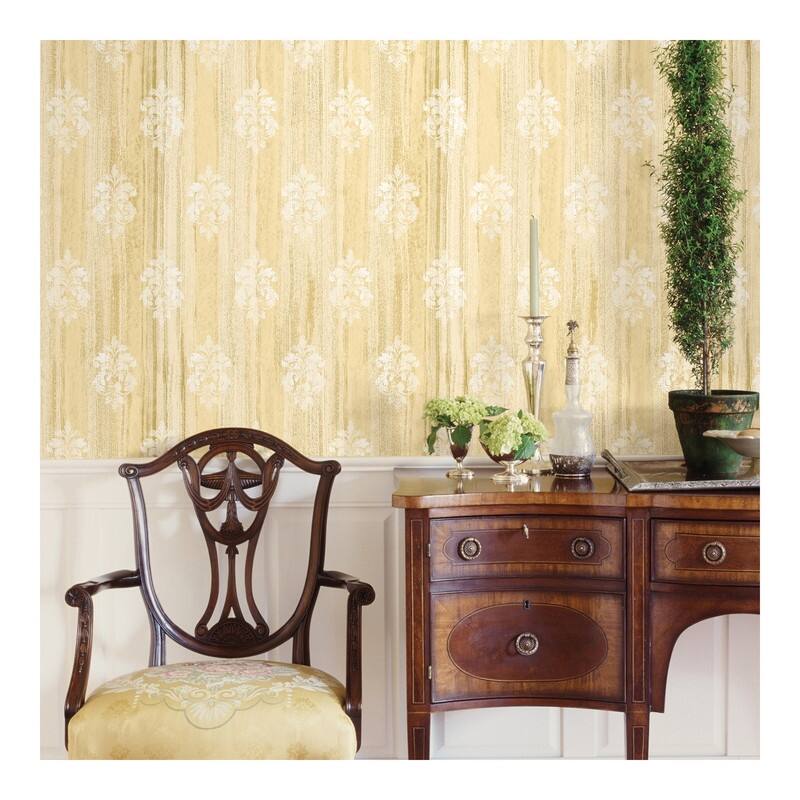 Advantage Alison Yellow Damask Motif Wallpaper - 21 x 396 x 0.025