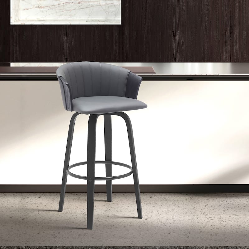 Diana Upholstered Wood Bar or Counter Height Swivel Stool - Grey/Black - Counter Height