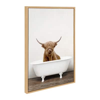 Kate and Laurel Sylvie Highland Cow Tub Framed Canvas by Amy Peterson