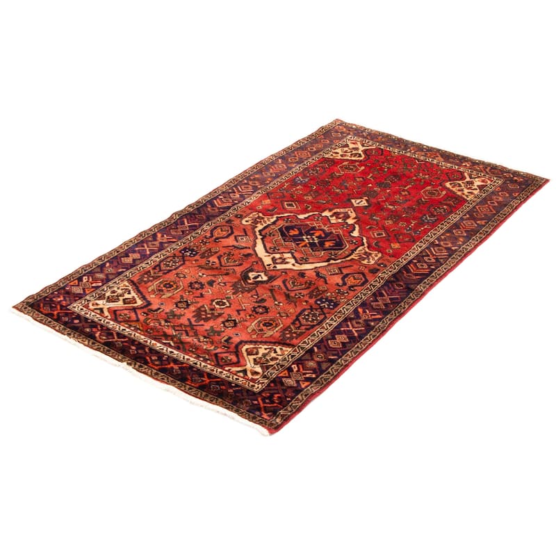 ECARPETGALLERY Hand-knotted Andelz Red Wool Rug - 3'11 x 7'1