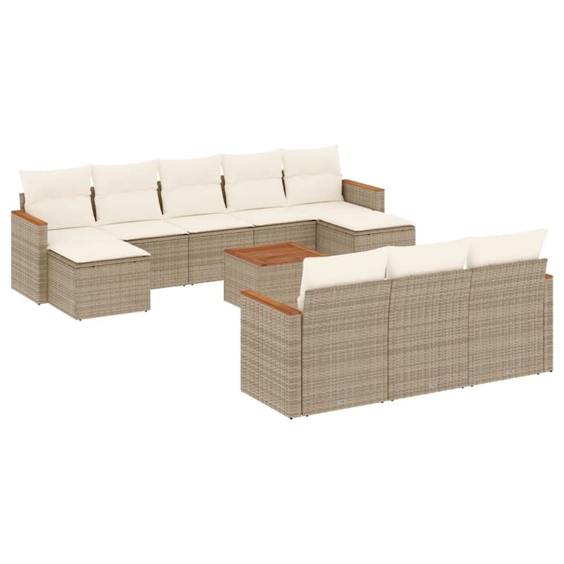 vidaXL Patio Sofa Set with Cushions Outdoor Conversation Furniture Poly Rattan