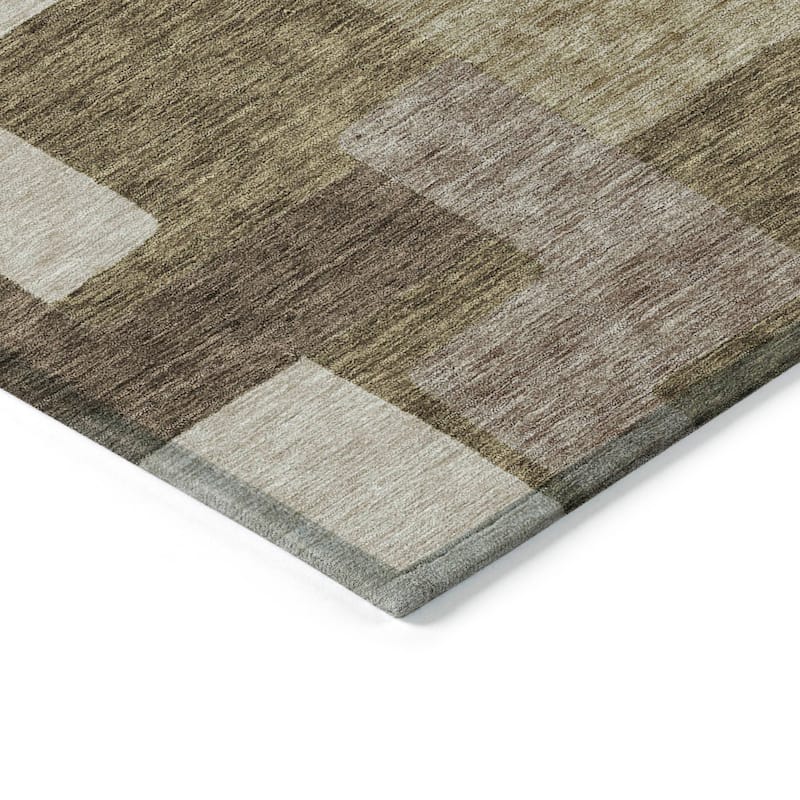Machine Washable Indoor/ Outdoor Chantille Modern Blocks Rug
