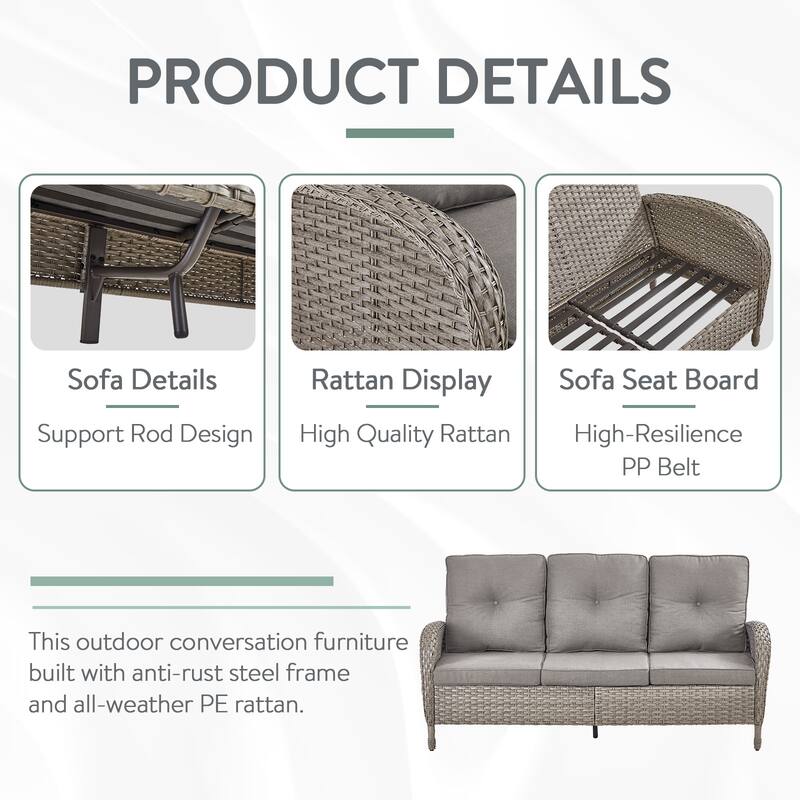Patio Rocking Chair, Siwvel Chair with Sofa Set - Grey