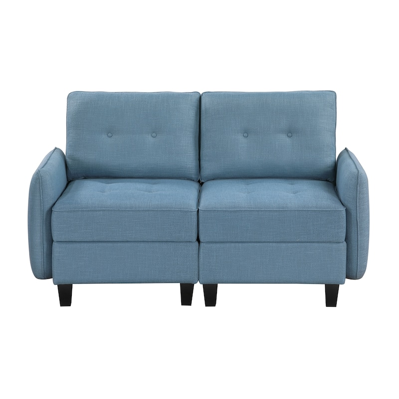 Dorian 60" Textured 2-Seater Loveseat - Hidden Storage, Button-Tufted