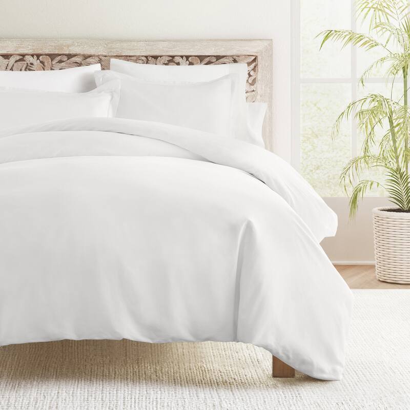 Becky Cameron Ultra Soft 100% Cotton Comforter & Duvet Cover Bundle - Full - Queen - White