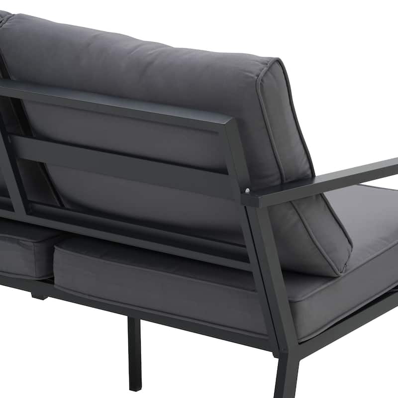 Zenova 2/4 Pcs Aluminum Patio Conversation Set Outdoor Sectional Sofa with Single Chairs