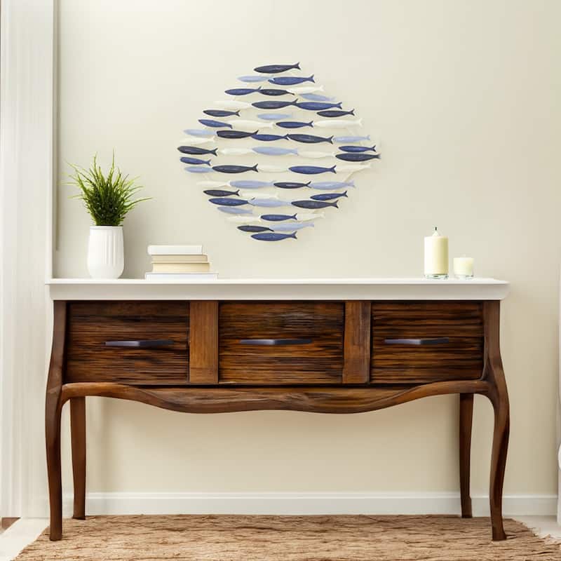 School of Fish Metal Wall Art Coastal OceanInspired Home Decor