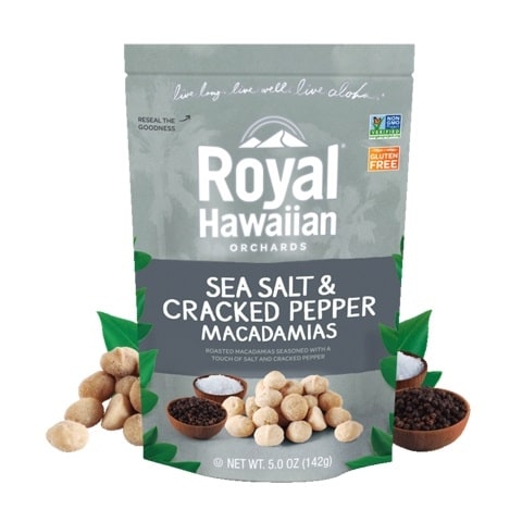 Royal Hawaiian Orchards Macadamias - Sea Salt and Cracked Pepper - Case of 6 - 5 oz.