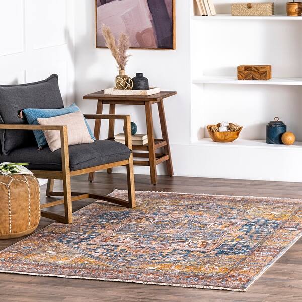 slide 2 of 119, Brooklyn Rug Co Camila Faded Medallion Fringe Area Rug 10' x 13' - Rust