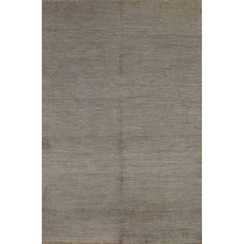 Hand Knotted Oriental 100% Wool Carpet Modern Modern Greys & Charcoal Gabbeh Area Rug - 4' 11'' X 3' 3''