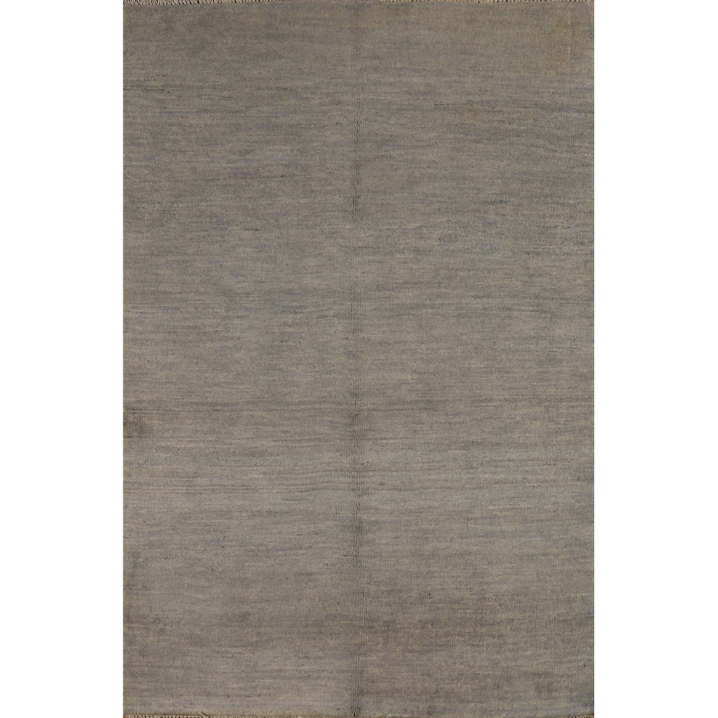 Hand Knotted Oriental 100% Wool Carpet Modern Modern Greys & Charcoal Gabbeh Area Rug - 4' 11'' X 3' 3''