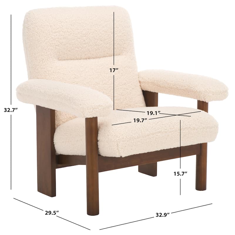 SAFAVIEH Sylvaine Solid Wood Accent Chair (Fully Assembled) - W33" x D30" x H33" - 33Wx30Dx33H