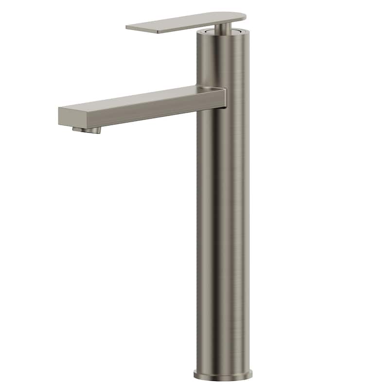 GRANDJOY High-Arc Bathroom Vanity Faucet, Single Hole Installation - Brushed Nickel