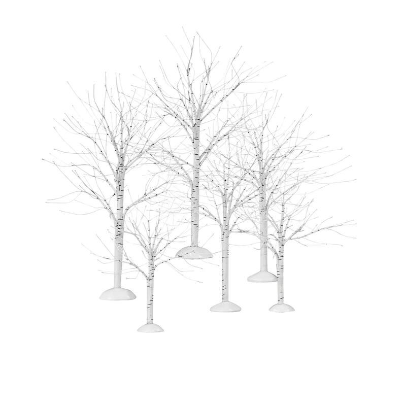 Department 56 Village Winter Birch Trees Christmas Decoration - Set of 6 - 56.52636