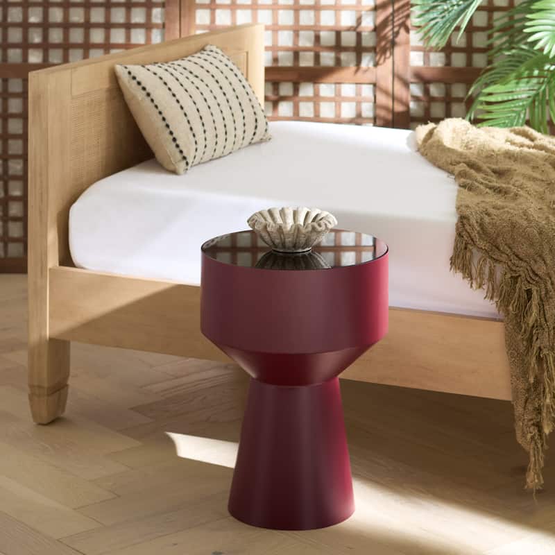 SAFAVIEH Home Sumiko Accent Table - 14"W x 14"D x 20"H - Black/Bordeaux