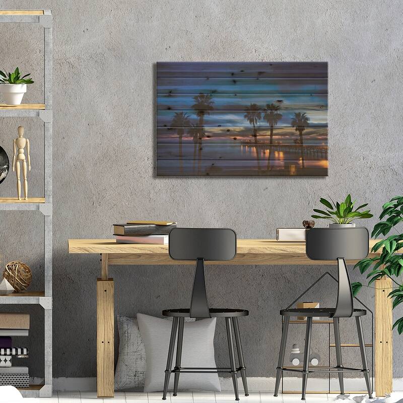 Silhouette of palm trees on the beach, San Clemente, Orange County, California, USA Print On Wood by Panoramic Images