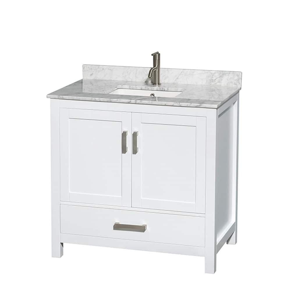 Wyndham Collection Sheffield 36" Freestanding Vanity Set with Hardwood