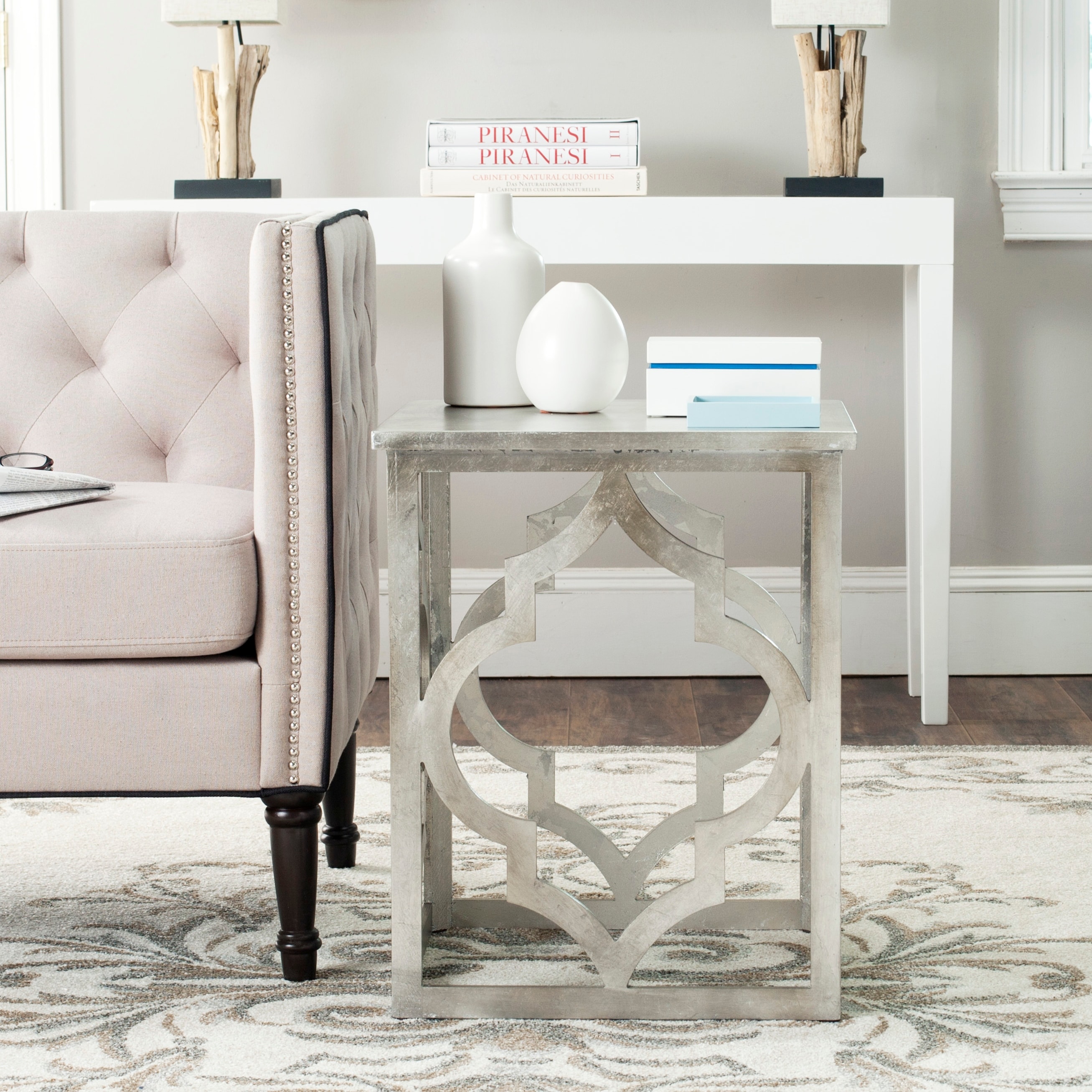 Silver leaf side table discount