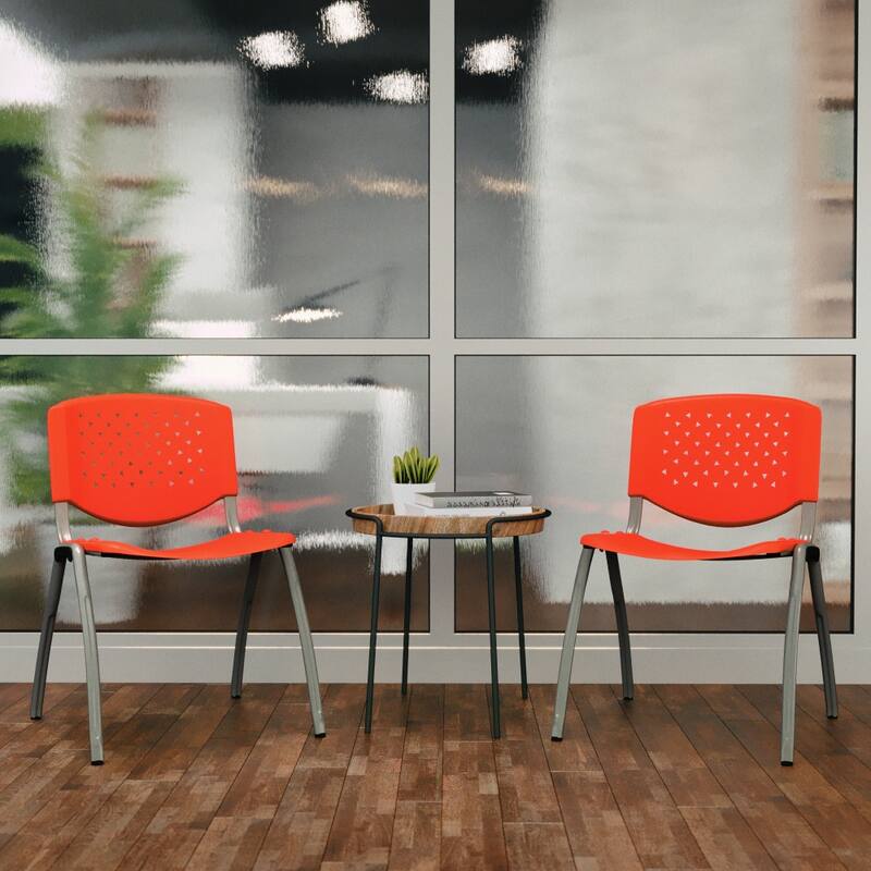 5 Pack 880 lb. Capacity Plastic Stack Chair with Powder Coated Frame