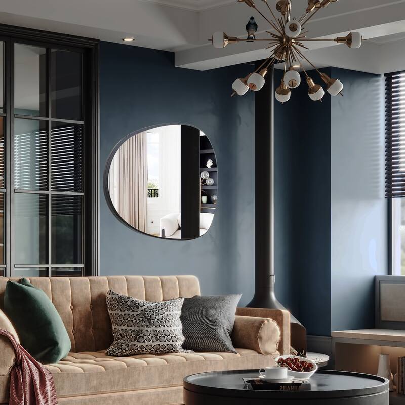 Contemporary Asymmetrical Mirror, Pebble Shaped Irregular Mirror