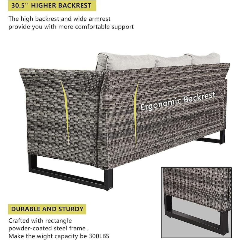 Outdoor Sectional Sofa High Back Sofa and Dining Table with Cushion