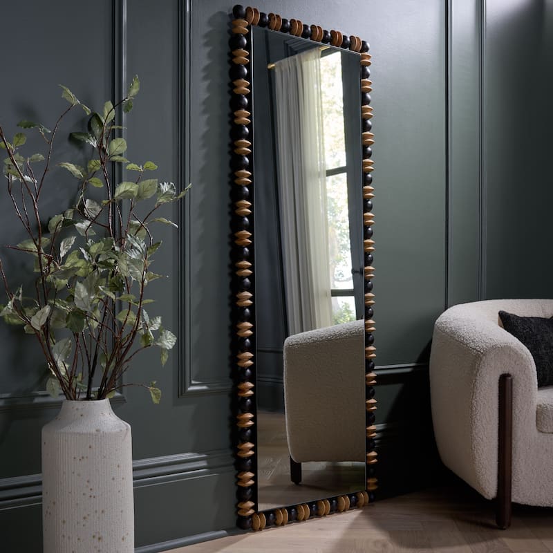 SAFAVIEH Home Azaria, 24-inch, Pinewood/Metal Full Length Mirror - 24"W x 2"D x 63"H