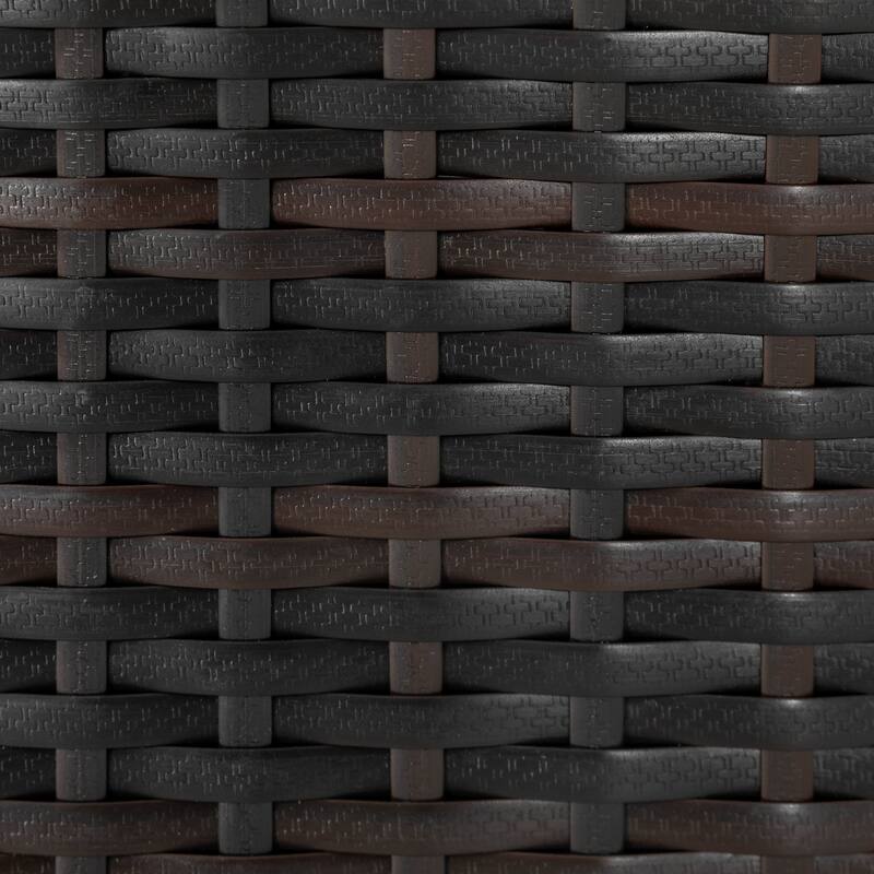 Acacia Wood Wicker Patio Dining Set with Cushions, Black