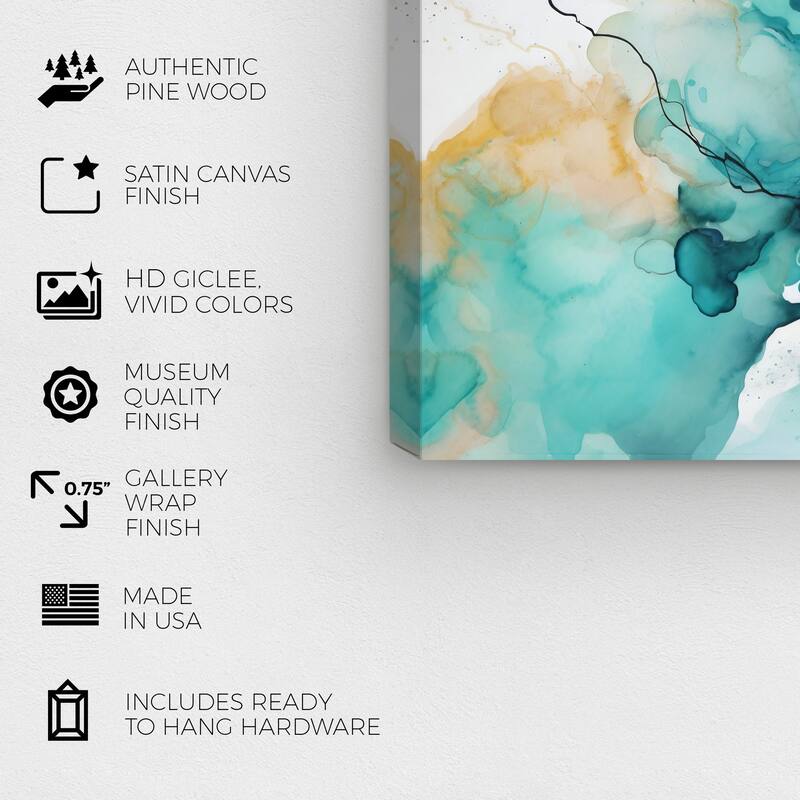 Wynwood Studio Canvas Abstract Teal Water Spreading Blue and Teal Nautical & Coastal Wall Art Canvas Print