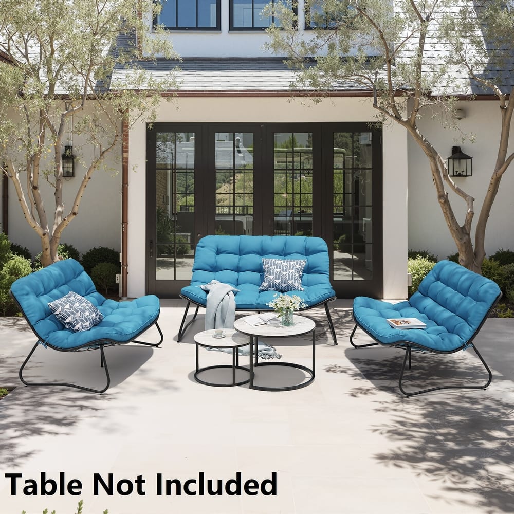 Double Papasan Chair Loveseat Conversation Cushioned Chair Seat for Indoor Outdoor