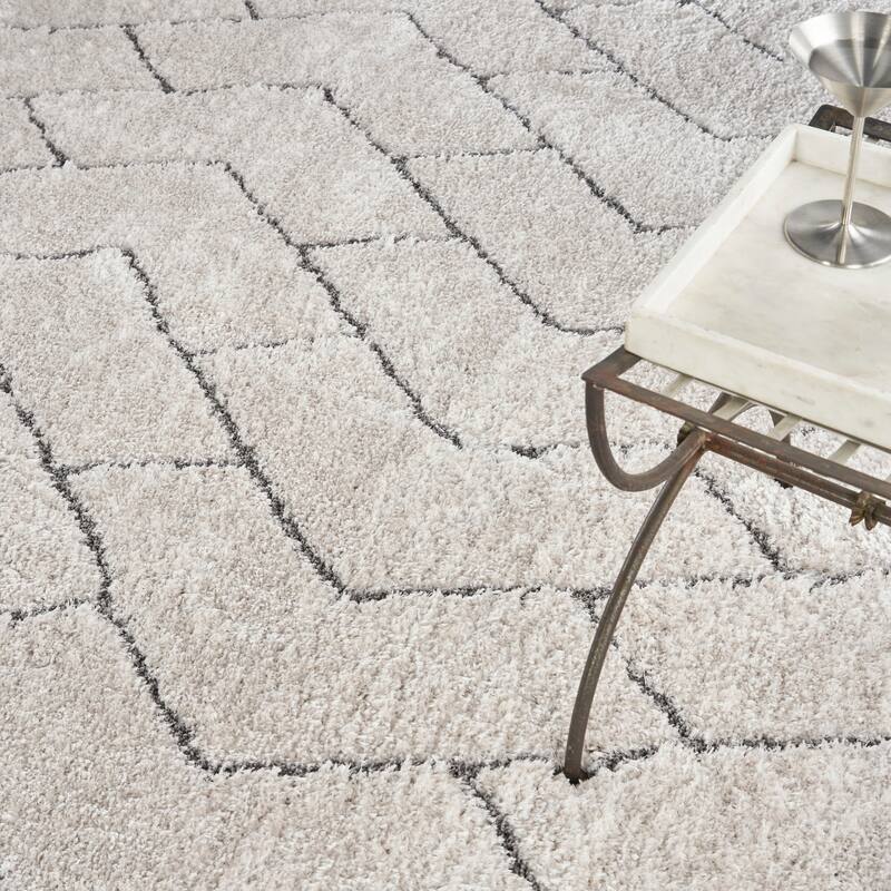 Nourison Dreamy Shag Contemporary Chevron Geometric Abstract Area Rug