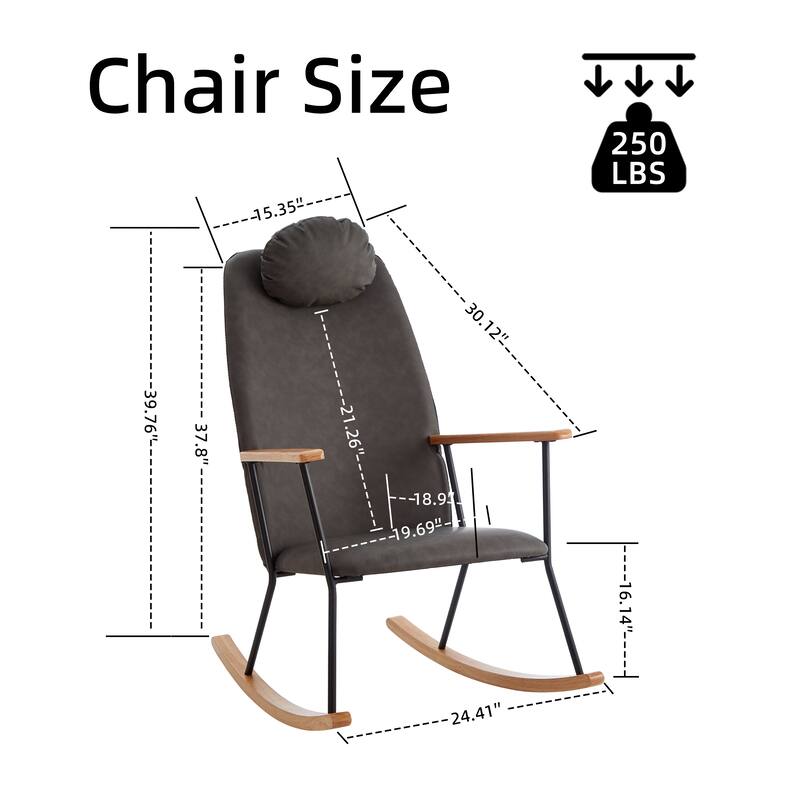 Accent Rocking Chair with Adjustable Headrest Pillow
