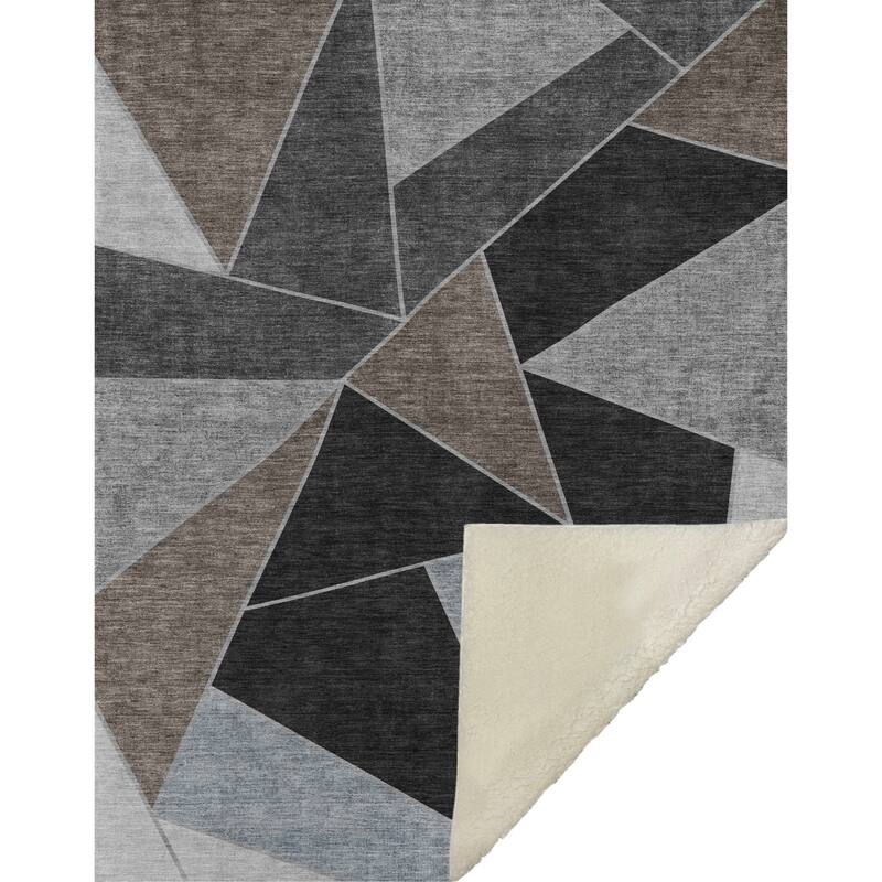Premium Machine Washable Modern Contemporary Sherpa Throw Blanket
