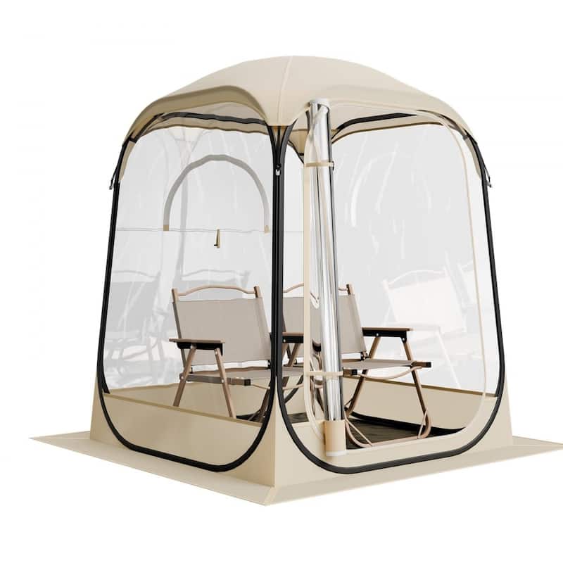 Beige Transparent Pop-Up Sports Tent TPU Oxford Fabric with Rods - 50.00 × 50.00 × 66.93 in