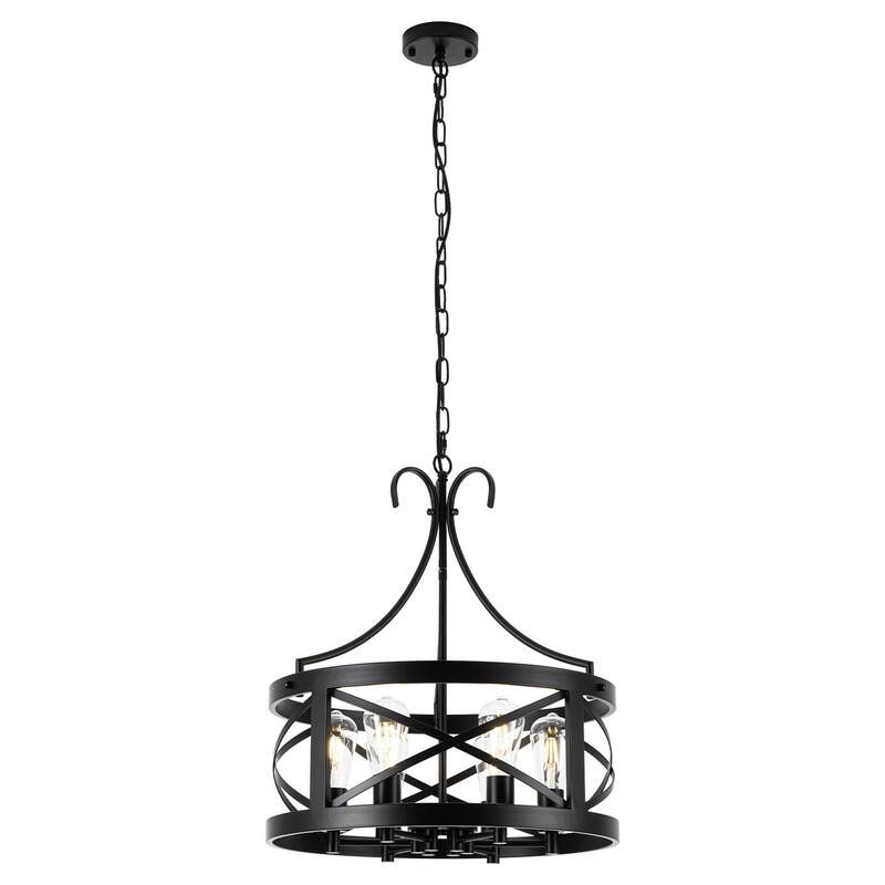 6-Light Classic Candlestick Hanging Linear Foyer Chandelier Lighting for Dining Room Kitchen Island - Black