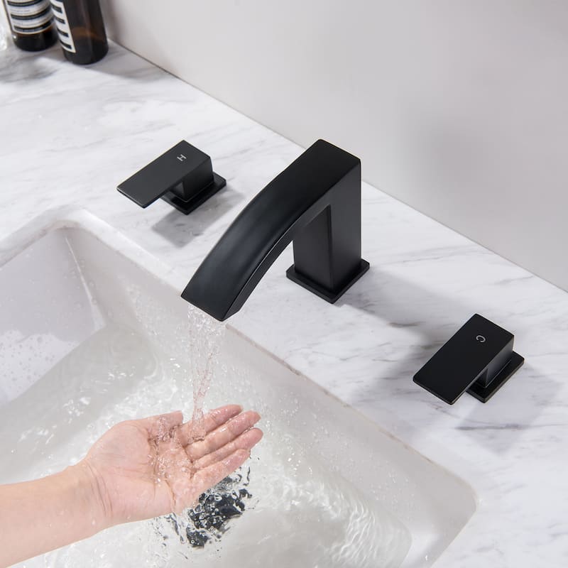 Rbrohant 5"H Waterfall Bathroom Faucet, Widespread 2-Handle Bathroom Sink Faucet for Sink 3 Hole