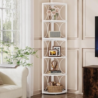 67" Tall Corner Shelf, Corner Bookshelf Bookcase Standing Shelving Unit
