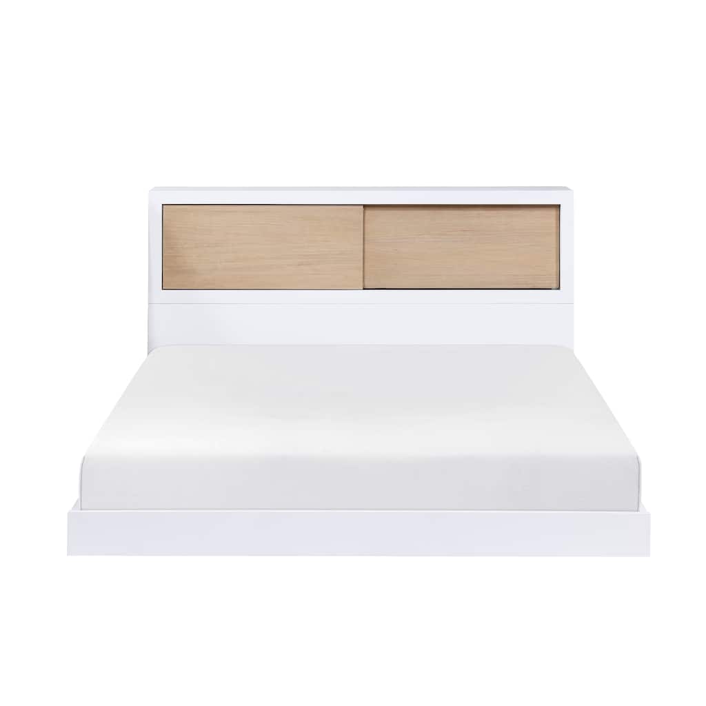 White Full Bed Bookcase Headboard with Storage for Youth Bedroom