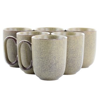 6 Piece 15 Ounce Round Stoneware Mug Set in Toast