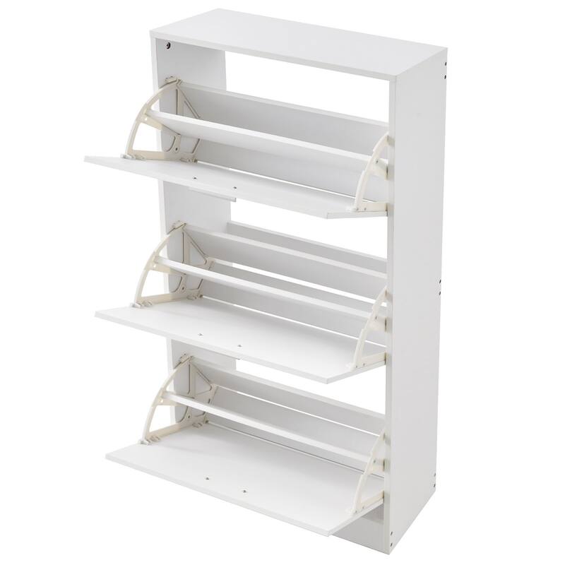 Shoe Cabinet with Flip Doors for Entryway Living Room Organization - 23.62 x 9.33 x 47.24 inch - White