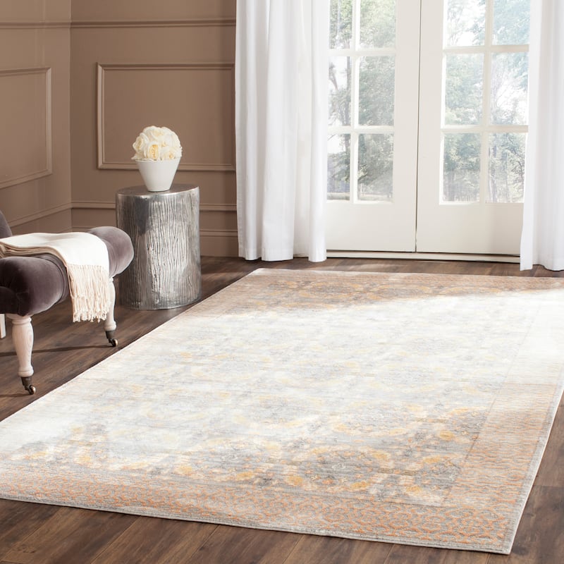 SAFAVIEH Valencia Liba Distressed Vintage Boho Oriental Polyester Rug - 3' x 5' - Light Grey/Multi