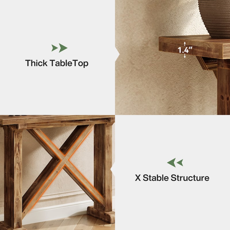 41.3 Inch Farmhouse Solid Wood Console Table for Entryway