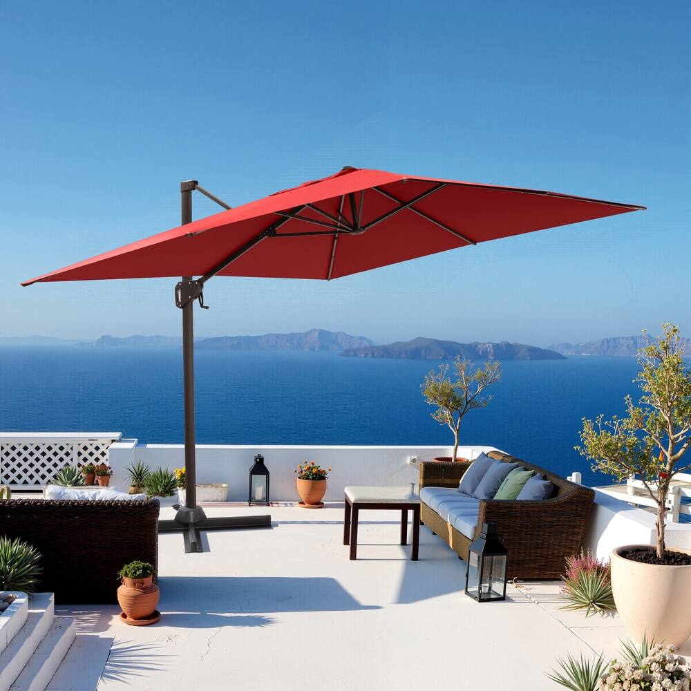 11 x 9 FT Rectangle Outdoor Premium Patio Cantilever Offset Umbrella