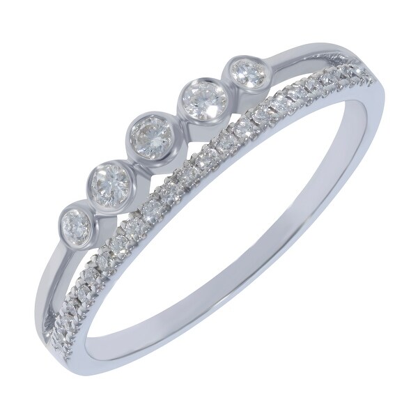 Prism Jewel 0.16Ct G-H//I1 Round Natural Diamond Designer Bypass Ring