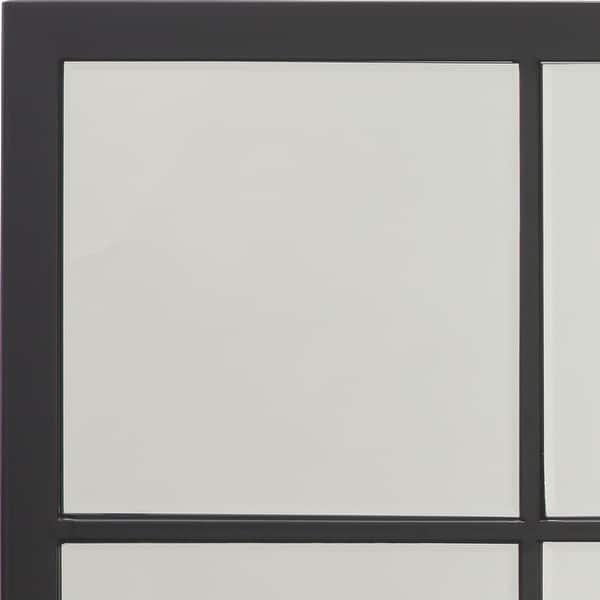 Shop Large Rectangle Metal Grid Mirror With Paned Beveled Glass Black Overstock 18540870