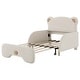 preview thumbnail 8 of 7, Twin XL Size Upholstered Stretchable Vaulted Sofa Bed, Bear Shaped Headboard, Beige