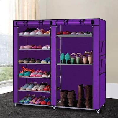 6-Tier Double Rows Combination Style Shoe Cabinet Purple