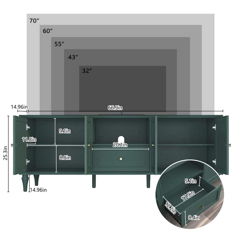 67" Mid-Century TV Stand for TVs up to 75"
